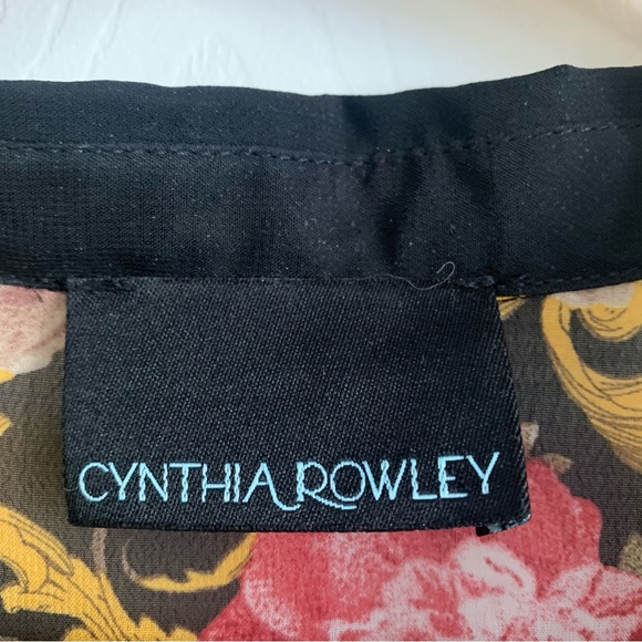Cynthia Rowley Sheer Rose Floral & Black Blouse - Picture 6 of 10